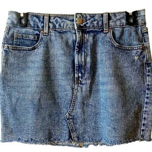 EUC Wild Fable Mini Blue Jean Skirt, Distressed, Denim, Sz 12, like new, Grunge​